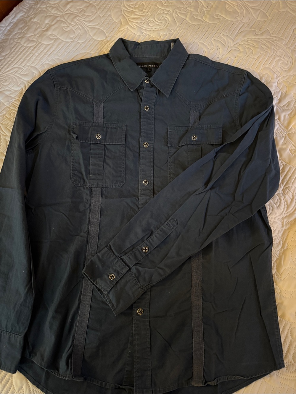 Affliction Men's Navy Blue Long-Sleeve Button-Down Shirt